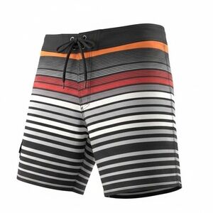 Tony Hawk Striped Men's Swim Shorts - Black, Gray, Red, Orange Mens 36